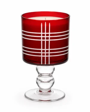Red Ribbed Pedestal Glass Votive Holder - view 3