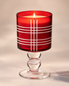 Red Ribbed Pedestal Glass Votive Holder - view 2