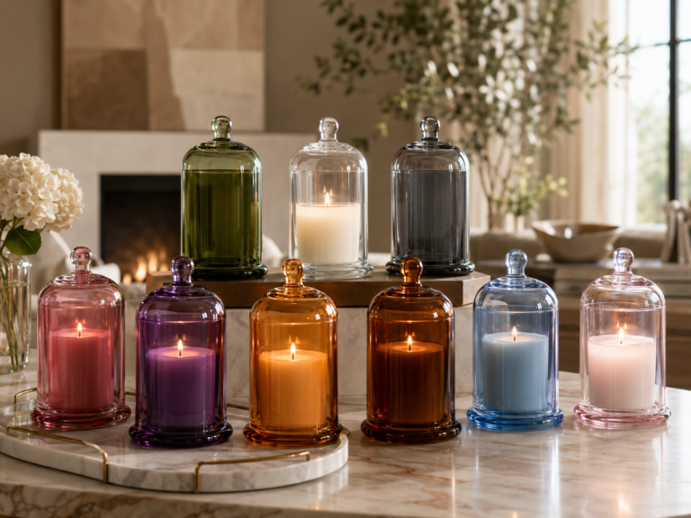 Blue Lidded Glass Candle Jar - view 1
