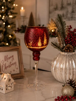 Crown-Cut Jewel-Tone Glass Candle Holder Collection - view 1