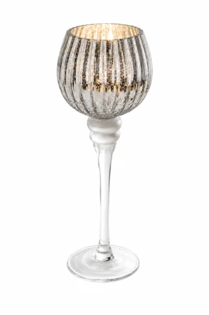 Ribbed Globe-Stem Glass Candle Holder Collection - view 4