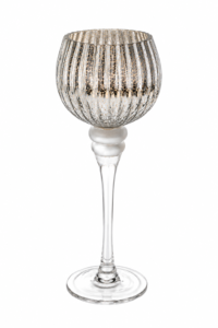 Ribbed Globe-Stem Glass Candle Holder Collection - view 3