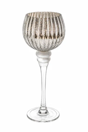 Ribbed Globe-Stem Glass Candle Holder Collection - view 3