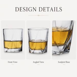 210ml Geometric Whiskey Glass with Sculpted Thick Base - view 3