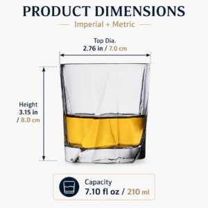 210ml Geometric Whiskey Glass with Sculpted Thick Base - view 4