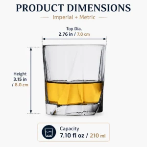 210ml Geometric Whiskey Glass with Sculpted Thick Base - view 4