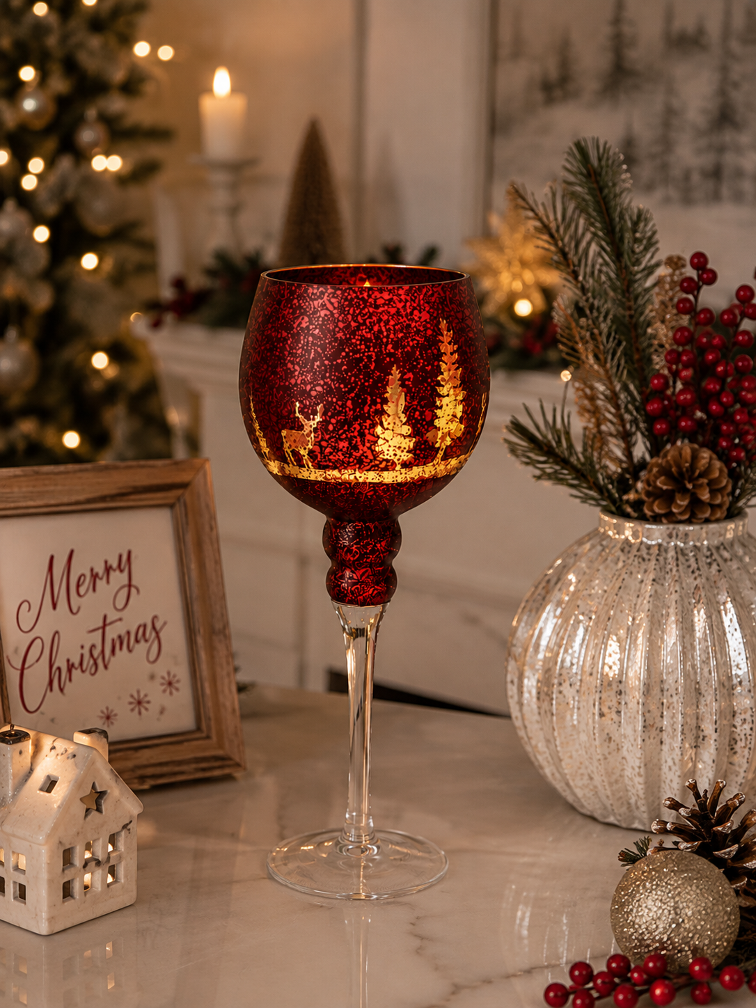 Colored glass candle holders