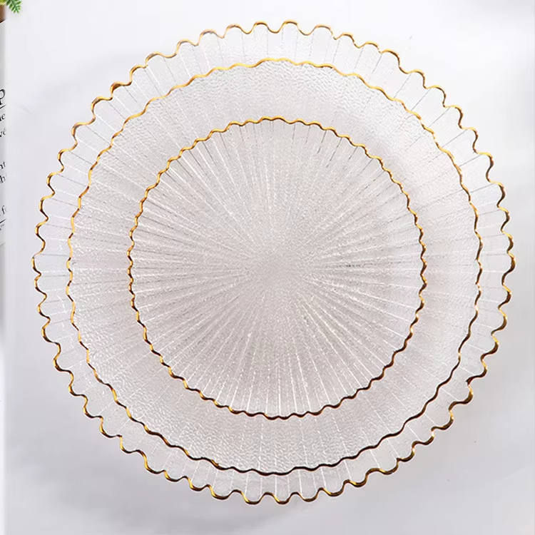 Textured gold rim glass dinnerware