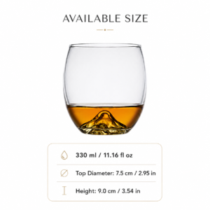 330ml Mountain Base Whiskey Glass – Premium Tumbler for Wholesale - view 3