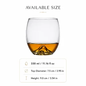 330ml Mountain Base Whiskey Glass – Premium Tumbler for Wholesale - view 3