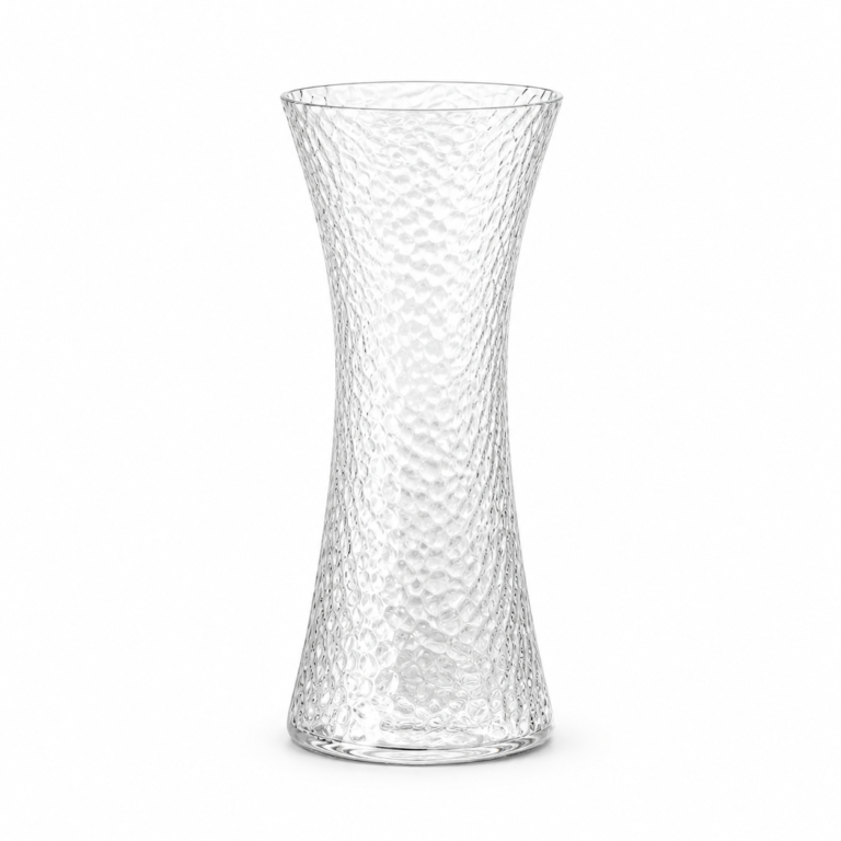 Wholesale 25cm Clear Hammered Glass Vase – Hourglass Flower Vase - view 1