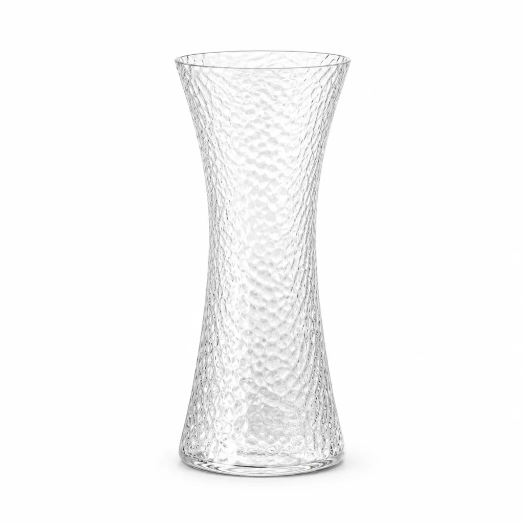 Wholesale 25cm Clear Hammered Glass Vase – Hourglass Flower Vase - view 1