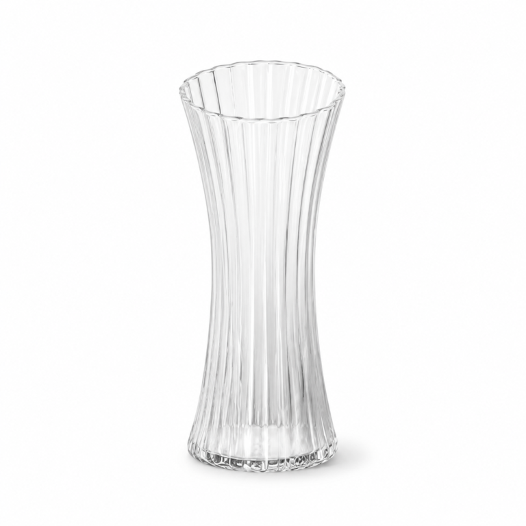 25cm Scalloped-Rim Ribbed Glass Vase – 4 Colors - view 1