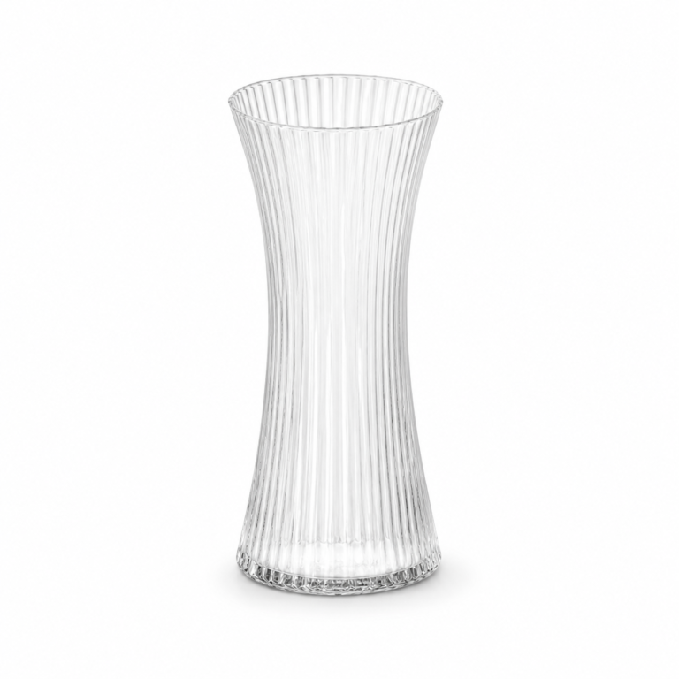 25cm Ribbed Hourglass Glass Vase – Clear, Amber & Frosted - view 1