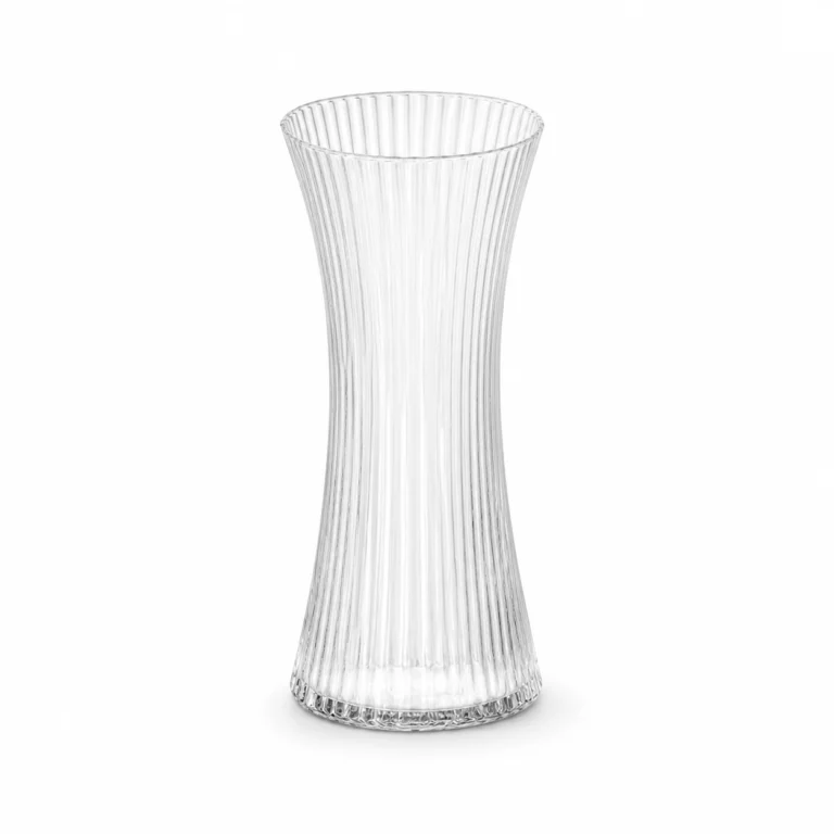 25cm Ribbed Hourglass Glass Vase – Clear, Amber & Frosted - view 1