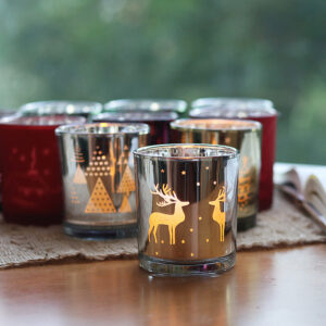 Crimson Silver-Rim Glass Candle Jar Set - view 2