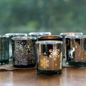 Crimson Silver-Rim Glass Candle Jar Set - view 3