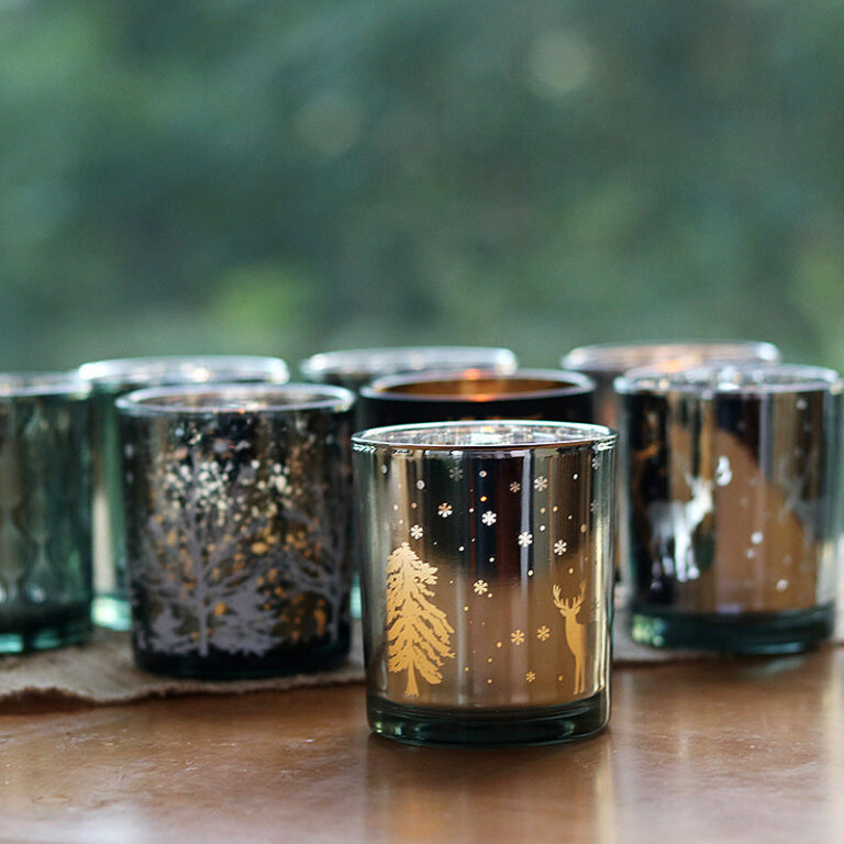 Crimson Silver-Rim Glass Candle Jar Set - view 1