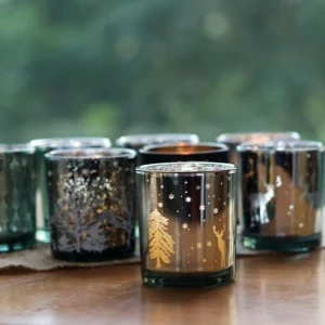 Crimson Silver-Rim Glass Candle Jar Set - view 1