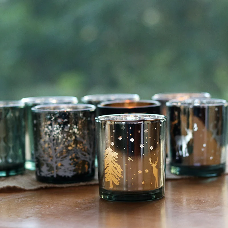 Crimson Silver-Rim Glass Candle Jar Set - view 1