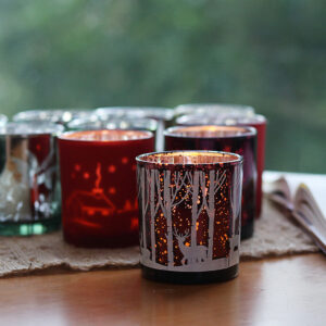 Crimson Silver-Rim Glass Candle Jar Set - view 5