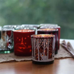 Crimson Silver-Rim Glass Candle Jar Set - view 5