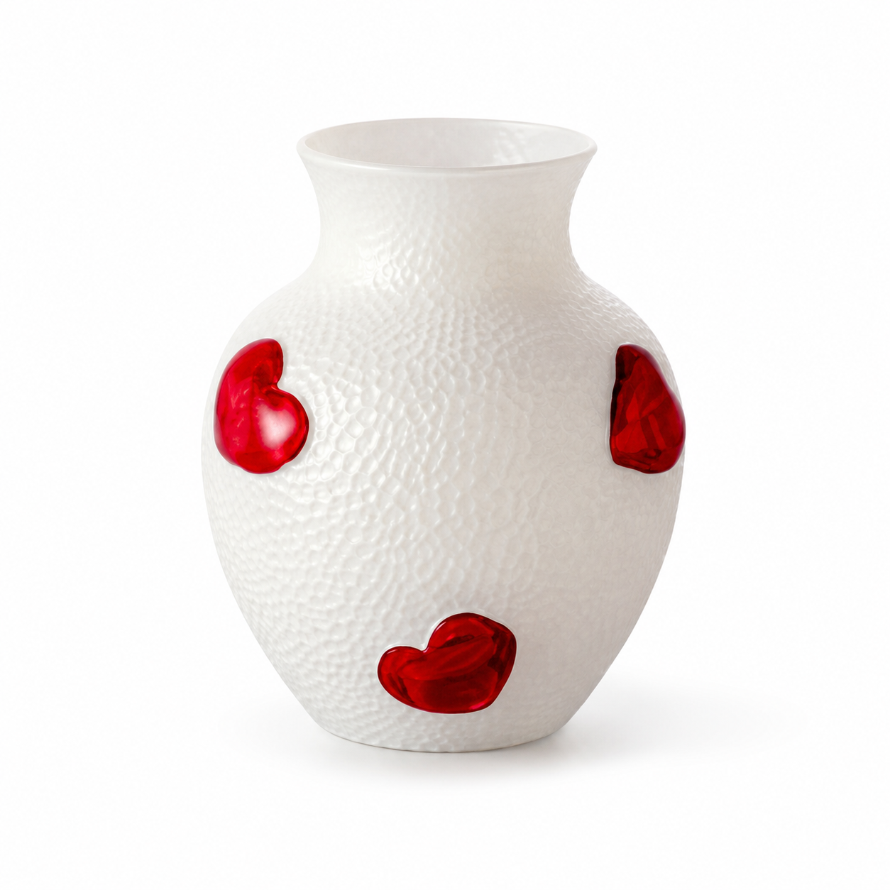 Heart accent textured glass vase